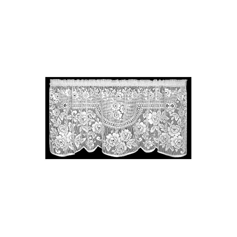Heritage Lace, White Victorian Rose 60x30 Tier, 60 inch Wide