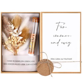 Wedding Money Gift Set with Dried Flowers & Test Tube Ribbon, Wedding Gifts for Newlyweds, Round Kraft Paper Pendant Included, Honeymoon Gift for Honeymoon