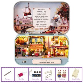 MAGQOO 3D Wooden Dollhouse Miniature DIY Doll House Kit with Furniture,1:24 DIY Box Theater Kit (Roaming in Paris)