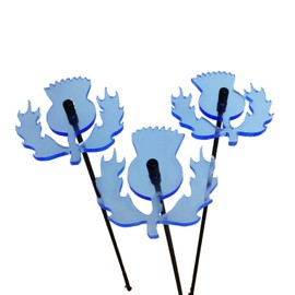 SunCatcher Garden Decor Ornaments Scottish Thistles Set of 3 Garden Stake 25cm/10'' high Indoor Outdoor Yard Accessory Great Gardeners Gift, Colour:Blue