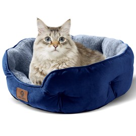 Asvin Medium Dog Bed for Medium Dogs, Large Cat Beds for Indoor Cats, Pet Bed for Puppy and Kitty, Extra Soft & Machine Washable with Anti-Slip & Water-Resistant Oxford Bottom, Blue, 25 inches