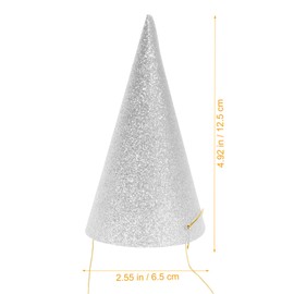 Kisangel 12Pcs Silver Glitter Birthday Cone Hats for Boy Girl and Adults Elegant Crowns for Parties Showers and Graduations with Ribbons for Secure Fit