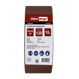 Woltersberger® Sanding Belts Pack of 10 | Size 100 x 610 mm | Grit P180 | Fabric Sanding Belt Sandpaper Belt Sander for Sanding, Filing, Sharpening and Rust Removal