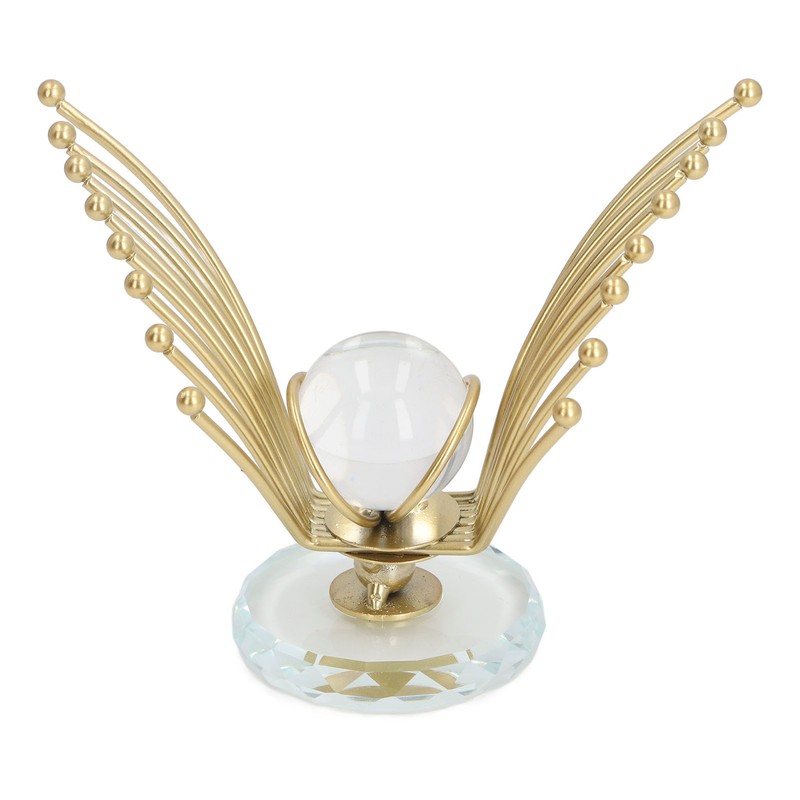 Flying Eagle Statue Modern Abstract Metal Eagle Crystal Ball Figurine