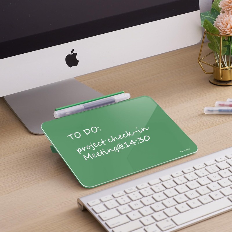 TSJ OFFICE Small Desktop Whiteboard - Glass Dry Erase Board