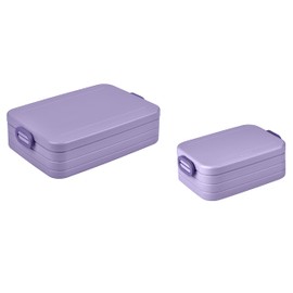 Mepal Take a Break Duo Pack Lunch Box To Go Lunch Boxes for 2 to 4 Sandwiches or 4 to 8 Bread Slices Ideal for Meal Prep Food Box with Dividers Vivid Lilac
