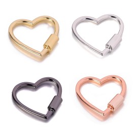 4 x 30mm Heart Shape Multi-Function Carabiner Clip Aluminum Ring Key Chain Carabeaner Bulk Hook Pack for Camping Hiking Fishing Traveling Dog Leash by Kckeys