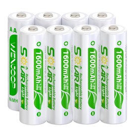 WENJOOP 8 Pack AA Rechargeable Batteries for Solar Lights