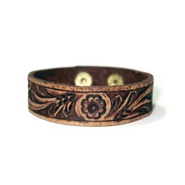 PRERNA Pulsera de piel auténtica, correa de muñeca, hecha a mano, color rojo café, 23 cm de largo, 2 cm de ancho