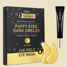 Maskiss Caffeine Eye Serum & Tibobo Eye Patches for Dark Circles,Puffiness,Reduces Wrinkles & Fine Lines - Skincare Solution for Skin Repair,Gold Revitalizing Eye Mask - Specification: Eye Mask(28Pairs)+Eye Cream