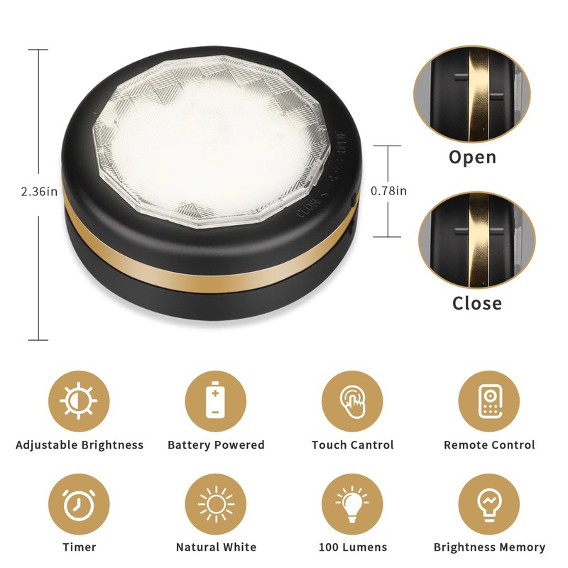 Petorobot LED Puck Lights with Remote Battery Operated Under Cabinet