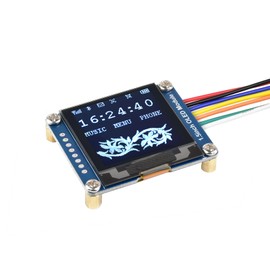 Waveshare 1.5inch OLED Display Module 128x128 Pixels 16-bit Grey Level with Embedded Controller Communicating via SPI or I2C Interface.
