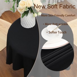 Viiamacki Small Square Waffle Texture Tablecloth, Soft Elastic Wrinkle Resistant Table Cloth, Stain-Proof Fabric Table Cover for End Table Decoration Party Holiday 36x36 Inch Black