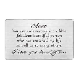 Aunt Gifts from Niece Nephew, I Love You Always and Forever Aunt, Gifts for Aunts, Best Favorite Awesome Aunt Gifts, Birthday Card, Mother's Day, Engraved Wallet Insert