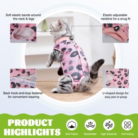 DoggieKit Cat Recovery Suit After Surgery, Anti Licking Onesie Postoperative Shirt for Female Spay Male Neuter, Soft Breathable Bodysuit Pajamas for Abdominal Wound Kitten E-Collar & Cone Alternative