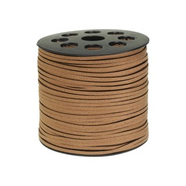 PATIKIL 100 Yards Flat Suede Cord, 2.7mm Leather String Lace Faux Leather Cord with Roll Spool for Jewelry Making Bracelet Necklace Beading DIY Crafts, Brown
