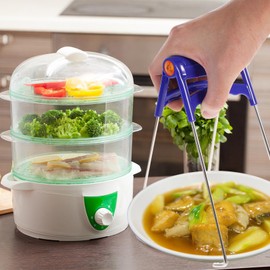 Alipis 2 x Plate Gripper Clip Wire Pot Clamp Handle Tongs for Hot Air Fryer Metal Tongs Accessories Pan Gripper Dish Clip Made of Stainless Steel Foldable Plate Clip Household Lining