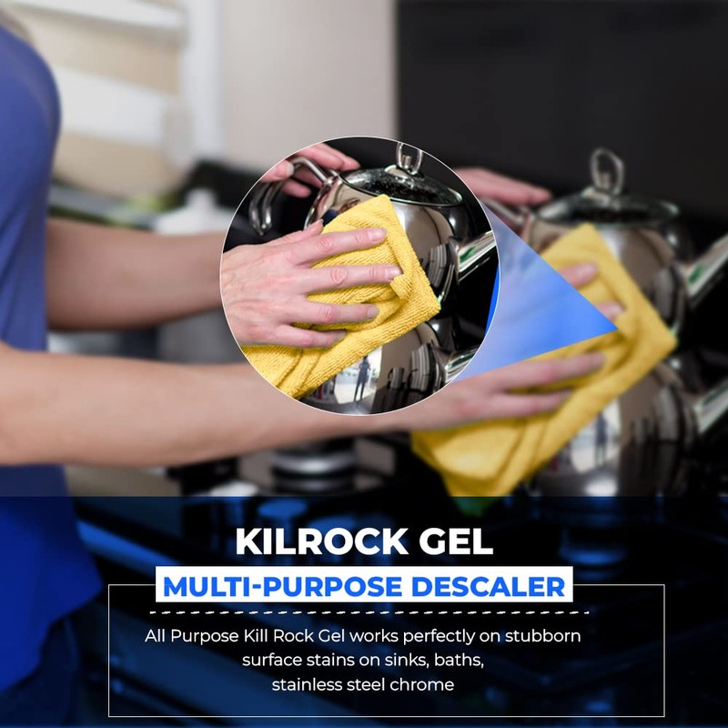 Kilrock Gel | 160ml Multi-Purpose Descaler With 1x Microfiber Cloth