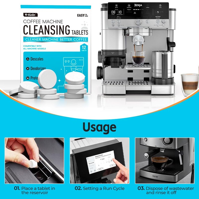 Y-Kelin Coffee Maker Cleaner And Descaler Tablets - 12Count Descaling