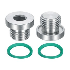 sourcing map 2Pcs M16x1.5 Inner Hex Head Pipe Fitting Plug, Universal Carbon Steel Thread Socket Plug with Green O-Ring for Terminate Pipe Ends or Replacement Drains