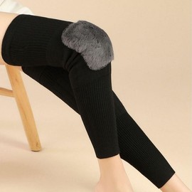 Premium Fur-Lined Winter Thermal Knee and Leg Protectors 2p Black