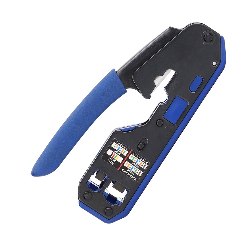 RJ45 Crimping Tool Kit Network Cable Ethernet Jack Pass Through