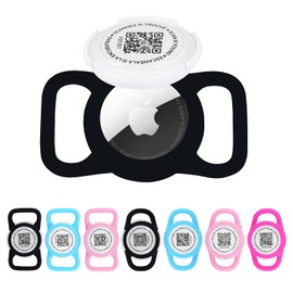 icitekwan QR Code Pet Tracker Holder for Cats - Waterproof Silicone Case with Rose Red Design, Secure Collar Attachment (Black, m)