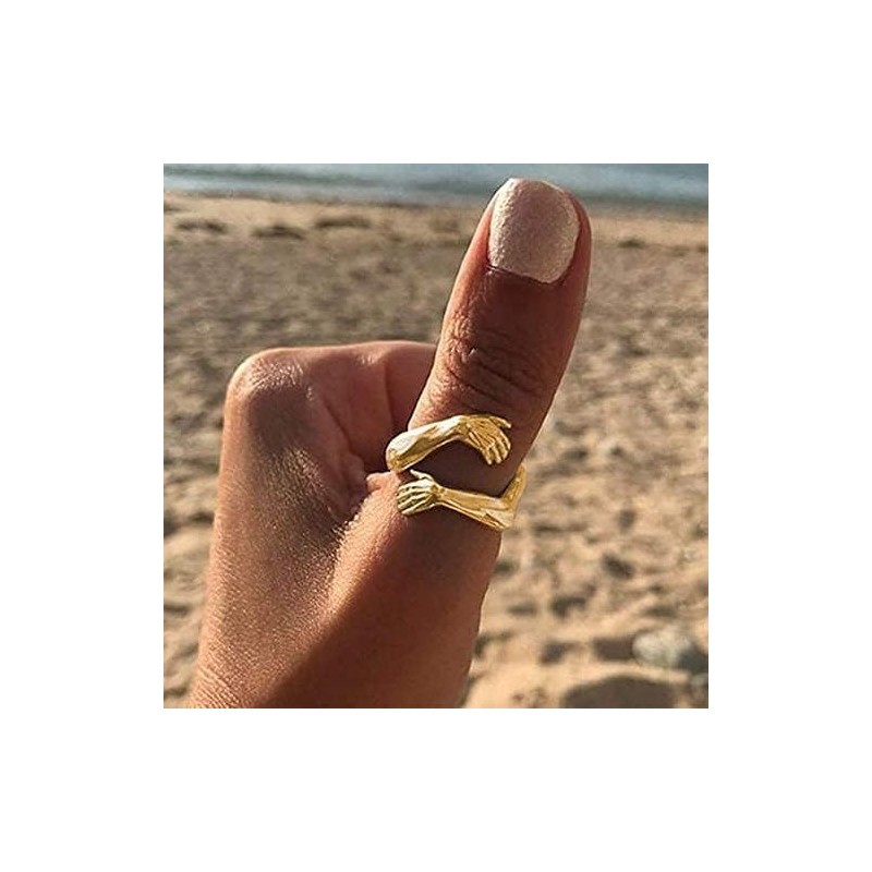 Hug Ring in 925 Sterling Silver and Gold Adjustable |