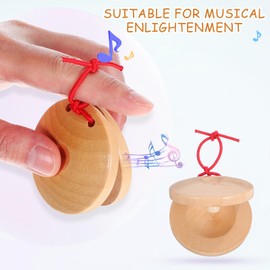 jojofuny 4pcs Musical Instrument Finger Castanets, Hand Finger Castanets, Wooden Castanets, Wooden Three Castanets, Classroom DIY Wooden Percussion Instrument Finger Castanets