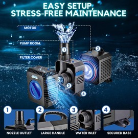 Flexzion Submersible Aquarium Water Pump 1200GPH - High FQ Ultra-Quiet Adjustable Flow Fish Pond Pump for Fresh & Saltwater Tanks, Hydroponics & Outdoor Fountains with Nozzle Set