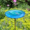 Achla Designs Crackle Glass Birdbath Bowl with Stake, 14-in, Teal