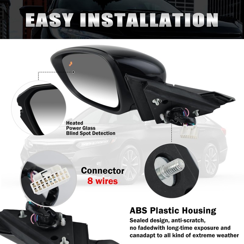 Left Driver Side Mirror Compatible With Honda Accord 2018-2022 with