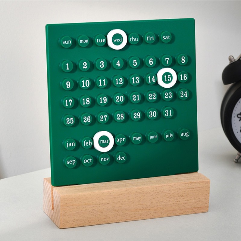 Wooden Kids Calendar DIY Hand Operated Develop Planning Skills Perpetual