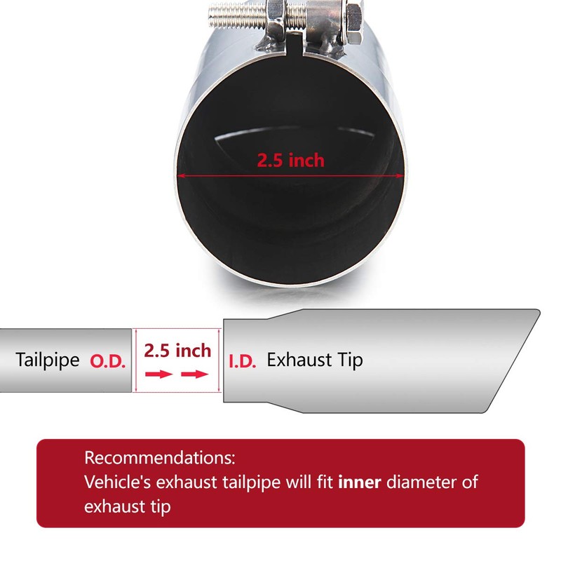 LCGP 2.5 Inch Inlet Turn Down Exhaust Tip, 2 1/2