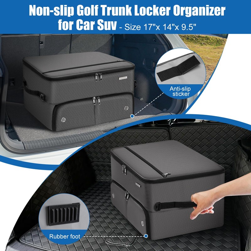 Golf Trunk Organizer for Car SUV, 2-Layer Golf Accessories Storage