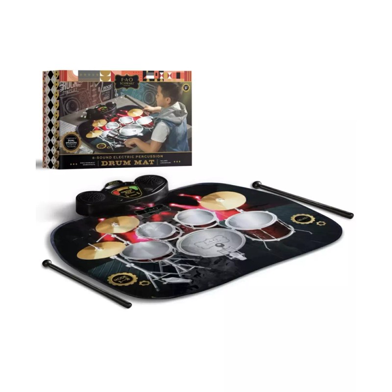 FAO Schwarz 8-Sound Electric Percussion Drum Mat + 2 Drumsticks