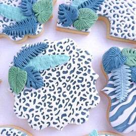 3 Pack Fan Leaf Silicone Mold - Tropical Leaves, Palm, Monstera, Chocolate Fondant Mold for Chocolate Candy Baking Sugar Cakes Decorating