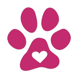 Applicable Pun Paw Print with Heart - Vinyl Decal for Outdoor Use on Cars, ATV, Boats, Windows and More - Hot Pink (Magenta) 3 inch
