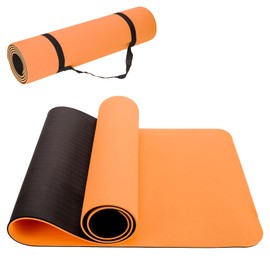 Thick TPE Yoga Mat 1/3inches (8mm), Non-Slip Eco-Friendly Workout Mat with Carrying Strap, Comfortable Fitness Mat for Yoga, Pilates, and Home Exercise (72"x24")