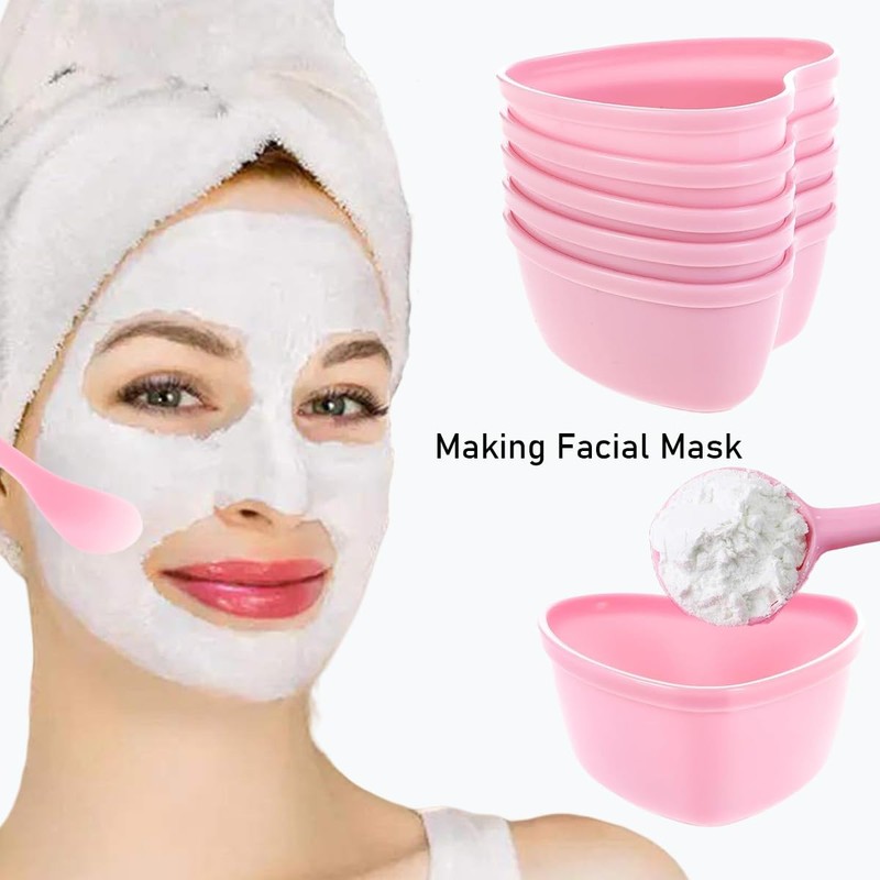 Facial Bowls Plastic Heart Shaped Facial Mask Mixing Set with