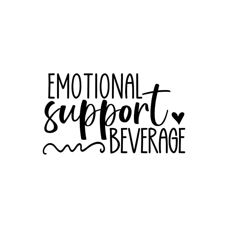 EMOTIONAL SUPPORT BEVERAGE 5.5" BY 3" BLACK VINYL STICKER