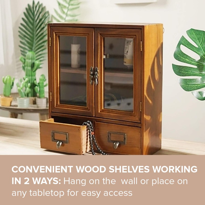 Primo Supply Wood Storage Cabinet with Clear Display Door -