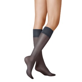 Kunert Women's 183000 Satin Look 20 Knee-High Socks, Blue (marine 0880), 39-42 (Manufacturer size: 39-42)
