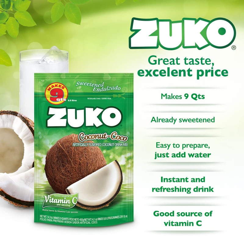 Zuko Coconut Instant Powder Drink | Family Pack | No