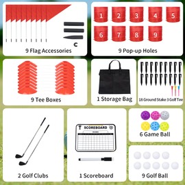 WodGod 9 Pcs Backyard Golf Outdoor Game with 2 Clubs-Outdoor Golf Yard Game for Practice, Golf Chipping Game for Adults and Family,Beach,Camping,Lawm,Park