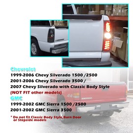 AUTOFREE LED Tail Lights Assembly Compatible for 1999-2006 Chevy Silverado/ 1999-2003 GMC Sierra Black Housing Tail Lamps Replacement Driver and Passenger Side- 1 Pair (Smoke Lens)