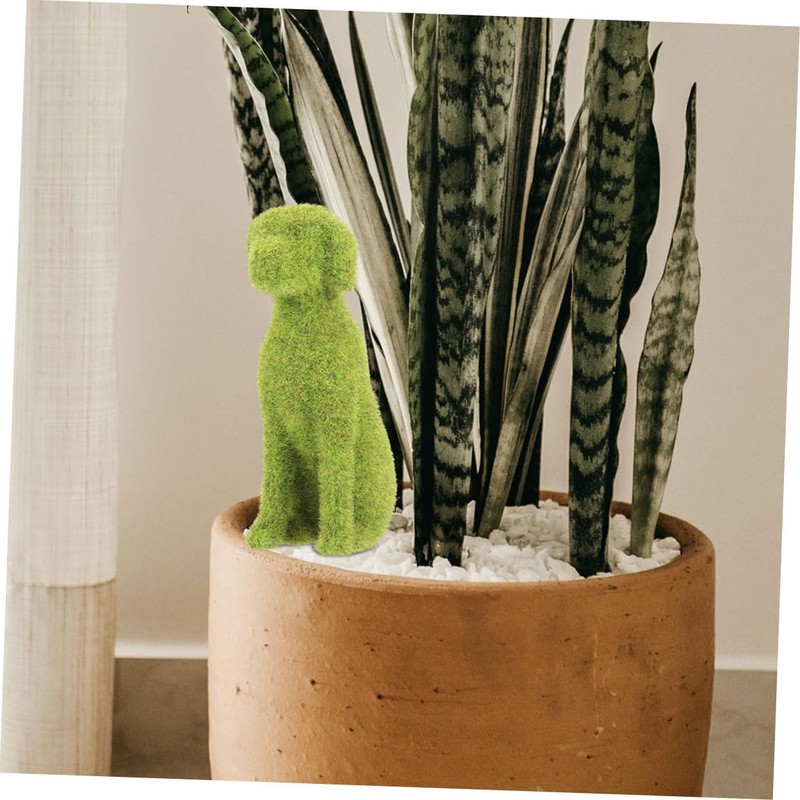Abaodam 2pcs Faux Moss Dog Cat Figurines Realistic Simulation Outdoor