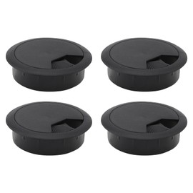 MovFlax Desk Grommet 2 Inch (50 mm) Pack of 4-Black ABS Plastic Cable Hole Cover to Arrange Wires & Cords Through Computer Table/Countertops