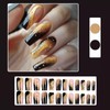 MISUD Press on Nails Long Square Fake Nails Glossy Glue