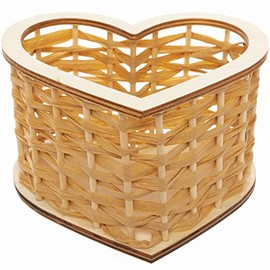 Baker Ross Heart Basket Wood Craft Set - Pack of 2, Valentines wooden craft decorations for kids (FC439)